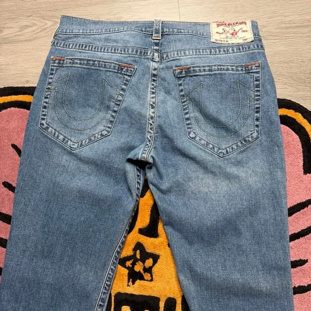 True Religion Skinny No Flap Stonewashed Denim Jeans Size 36 Blue
